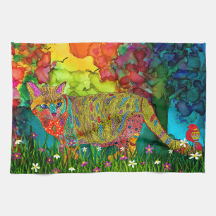 Cute et colorée Chat et serviette de cuisine pour 