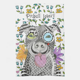 Cute et colorée Pitbull serviette de cuisine