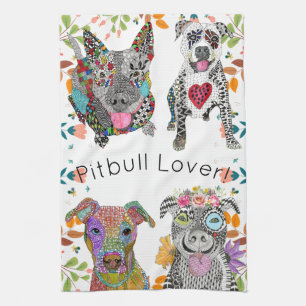 Cute et colorée Pitbull serviette de cuisine