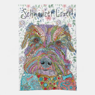 Cute et colorée Schnauzer Lover serviette de cuisi