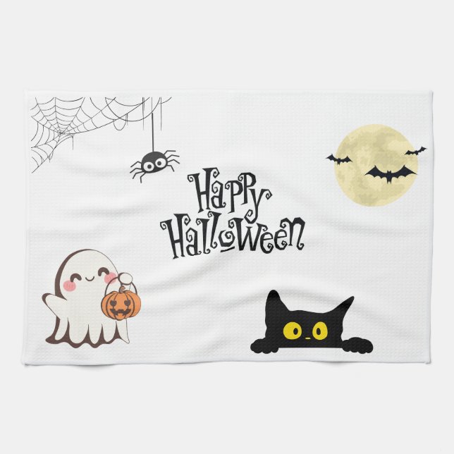 Cute et Éffrayante serviette de cuisine Halloween (Horizontal)