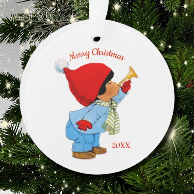 Cute Ethnic Christmas Tot with Trumpet  Ornament (Creator Uploaded)