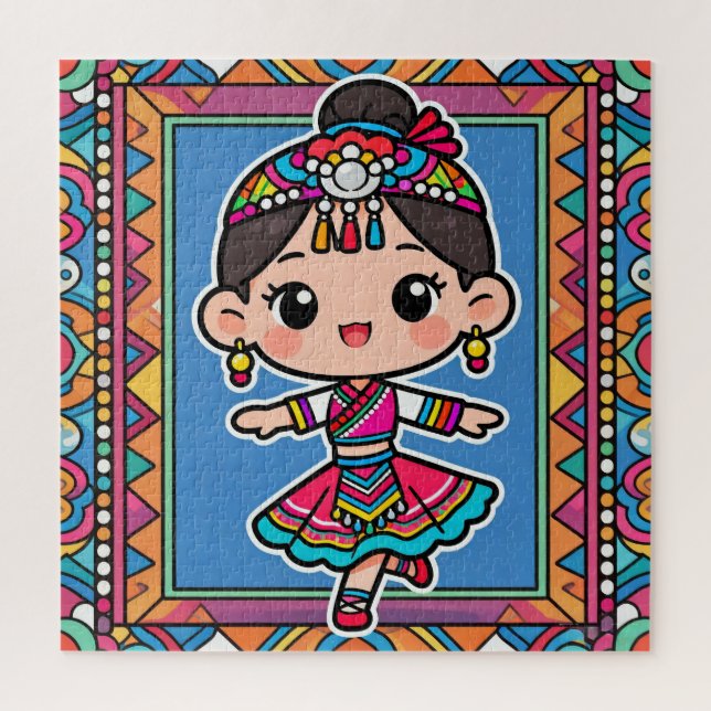 Cute Ethnic Minority Girl Puzzle (Vertical)