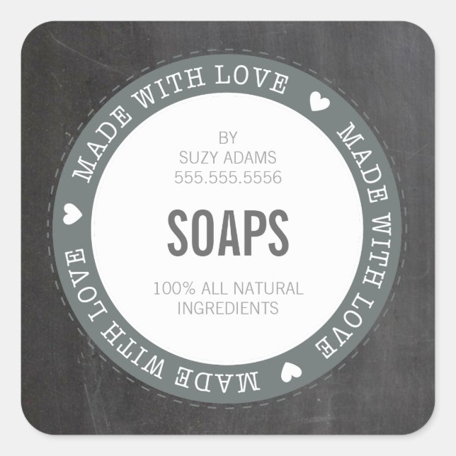 CUTE ÉTIQUETTE de produit fait avec l'amour tablea (Devant)