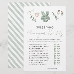 Cute Eucalyptus Baby Shower Mommy or Daddy Game