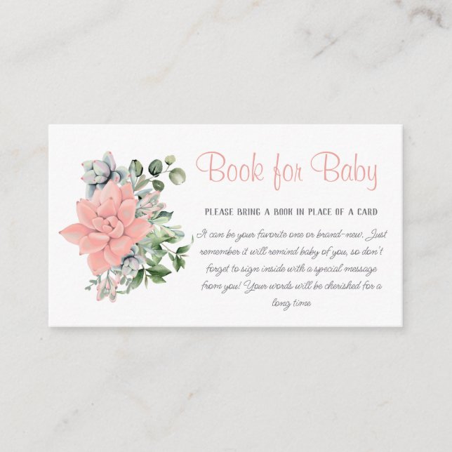 Cute Eucalyptus Succulent Greenery Book for Baby Enclosure Card (Front)