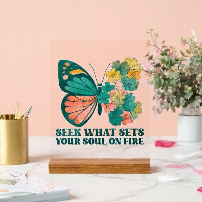 Cute everyday inspiration word art butterfly acrylic sign (Wedding)