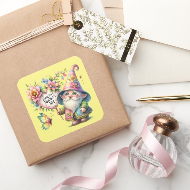Cute everyday Mother's Day gnome Square Sticker (Gifting)
