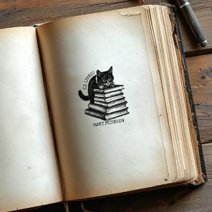 Cute Ex Libris Cat, Vintage Library Book  Rubber Stamp