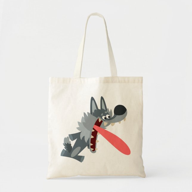 Cute Excited Cartoon Wolf Bag (Front)