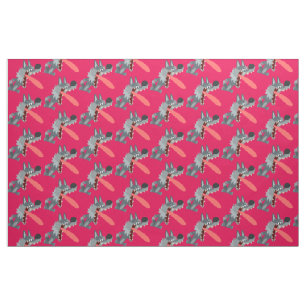 Cute Excited Cartoon Wolf Fabric