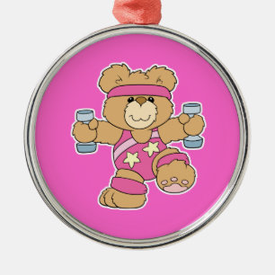 Cute Exercise Fitness Aerobics bear Metal Ornament