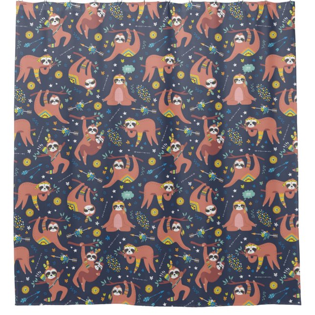 Cute Exotic Christmas Animals Shower Curtain (Front)