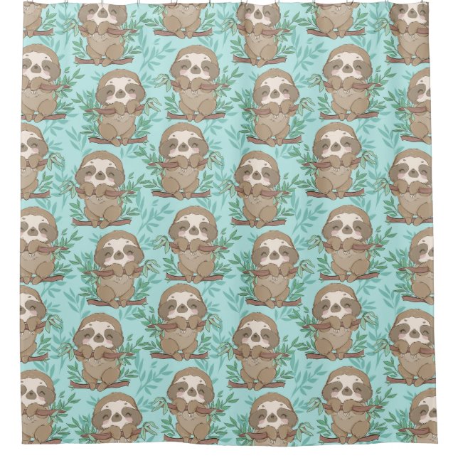 Cute Exotic Christmas Animals Shower Curtain (Front)