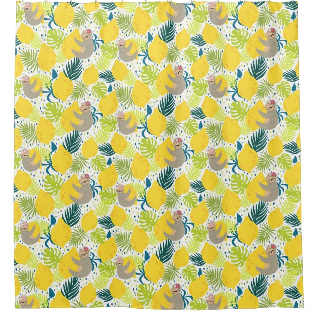 Cute Exotic Sloths Shower Curtain (Front)