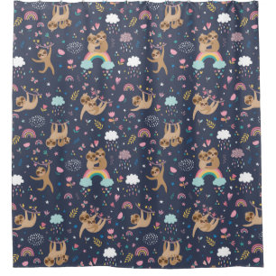 Cute Exotique Noël Animaux Douche Rideau