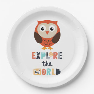 Cute Exploring Owl Paper Plate