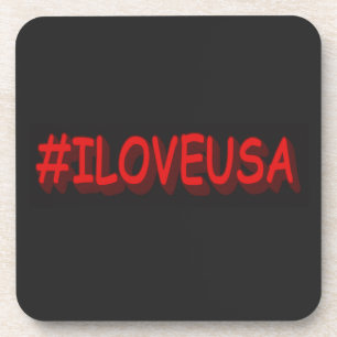 Cute Expression Design "#ILOVEUSA". Buy Now Coaster