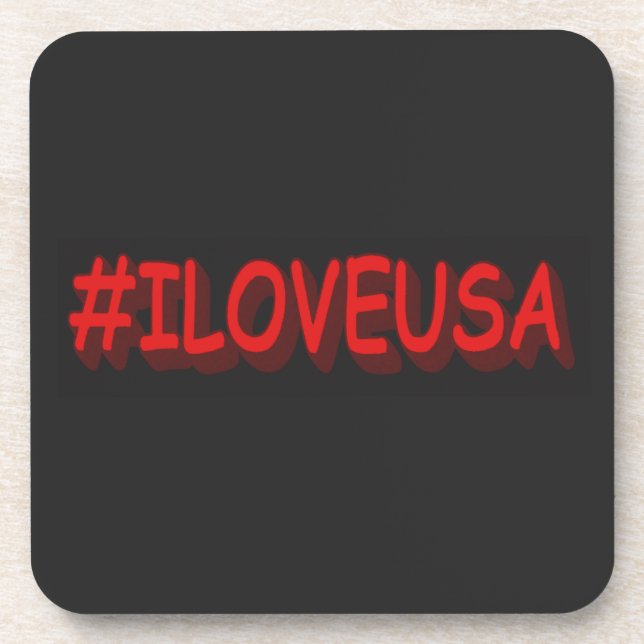 Cute Expression Design "#ILOVEUSA". Buy Now Coaster (Front)