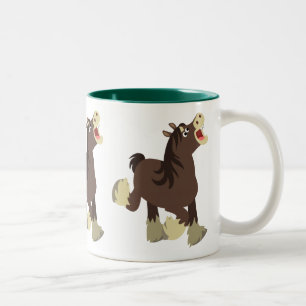 Cute Exuberant Shire Horse Two-Tone Coffee Mug