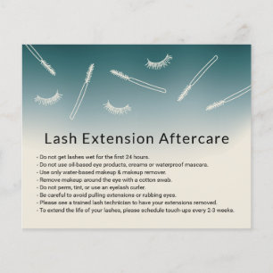 Cute Eyelash Extensions Teal Ombre Aftercare Flyer