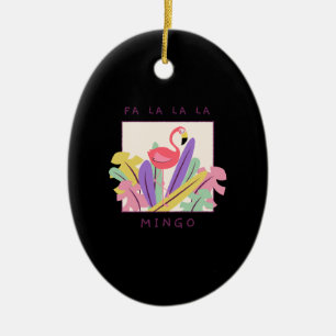Cute Fa La La Mingo Christmas Falala Snow Flamingo Ceramic Ornament
