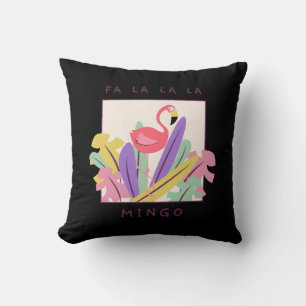 Cute Fa La La Mingo Christmas Falala Snow Flamingo Throw Pillow