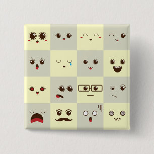 Cute face 2 inch square button
