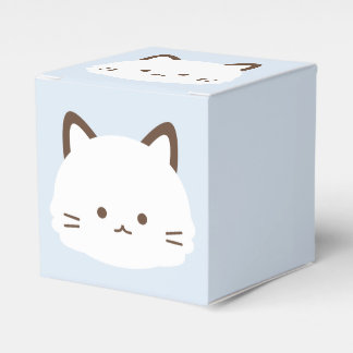 Cute face cat with pastel blue background favor box