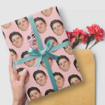 Cute Face or Pet Photo Pink Gift Wrapping Paper<br><div class="desc">Simple template. Upload any tightly cropped png of any object with the background removed (many phone applications available) and you can be wrapping gifts in the recipient's face,  cat,  or any object you'd like. Set on a solid pale pink background</div>