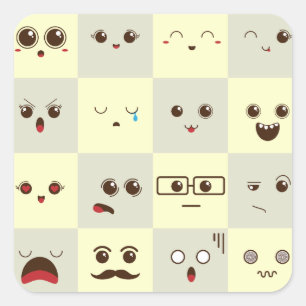 Cute face square sticker