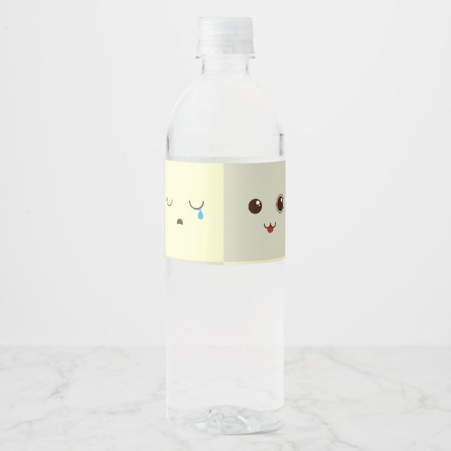 Cute face water bottle label (Front)