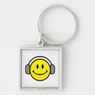 cute face with headphones keychain