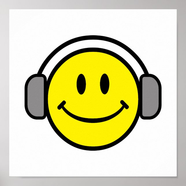 cute face with headphones poster (Front)