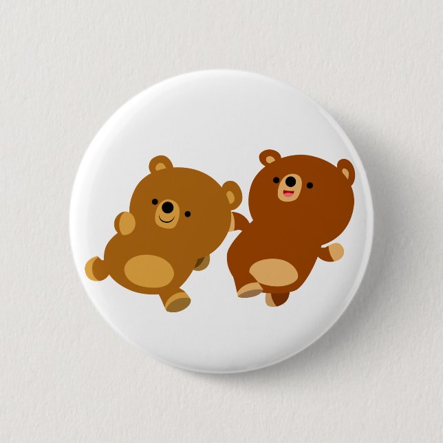 Cute Facetious Cartoon Bears 2 Inch Round Button (Front)