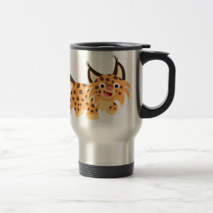 Cute Facetious Cartoon Bobcat Commuter Mug