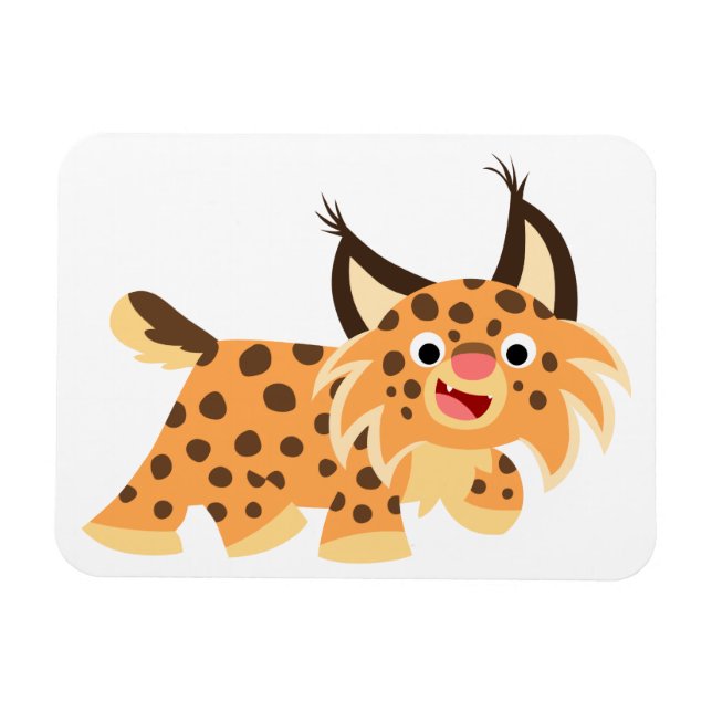 Cute Facetious Cartoon Bobcat Flexible Magnet (Horizontal)