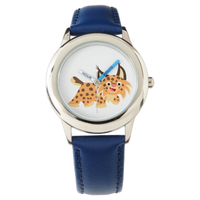 Cute Facetious Cartoon Bobcat Watch (Front)