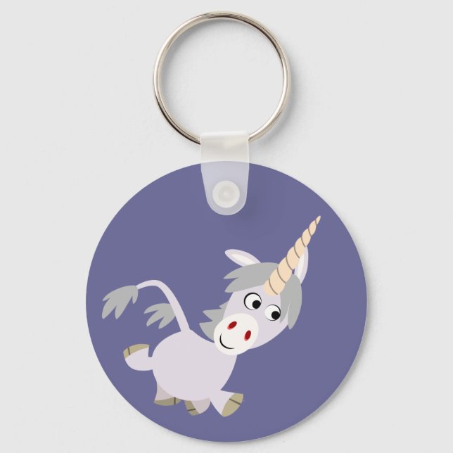 Cute Facetious Cartoon Unicorn Keychain (Front)