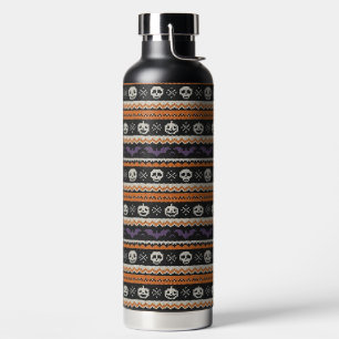 Cute, fair isle/colorwork Halloween skull & bats Water Bottle