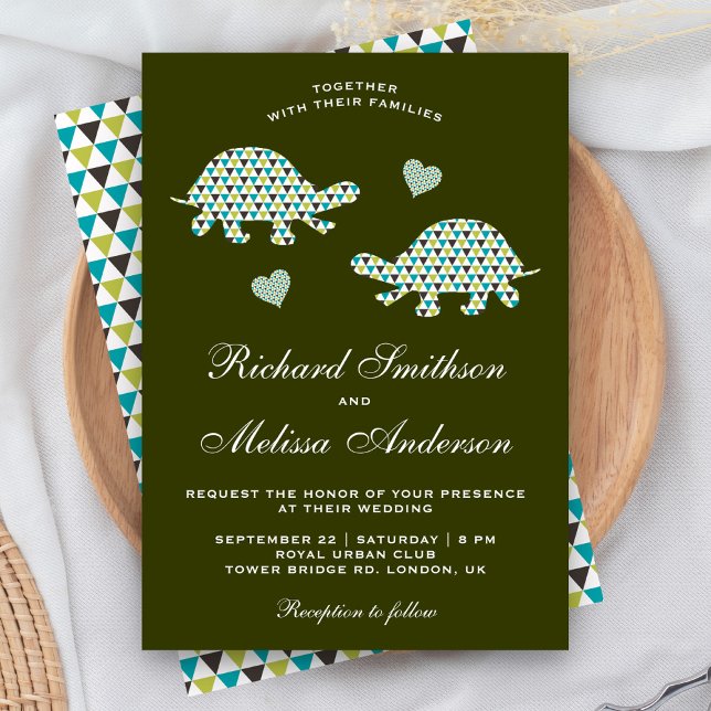 Cute Faire-part de mariage de tortues romantiques (Créateur téléchargé)