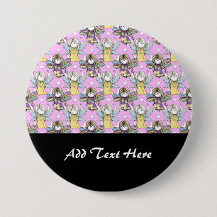 Cute Fairies and Stars and Moons Pattern 3 Inch Round Button