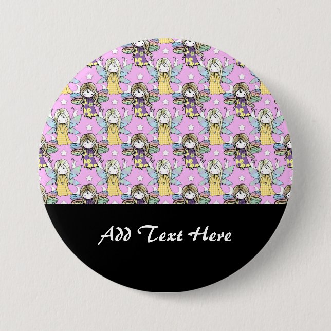 Cute Fairies and Stars and Moons Pattern 3 Inch Round Button (Front)