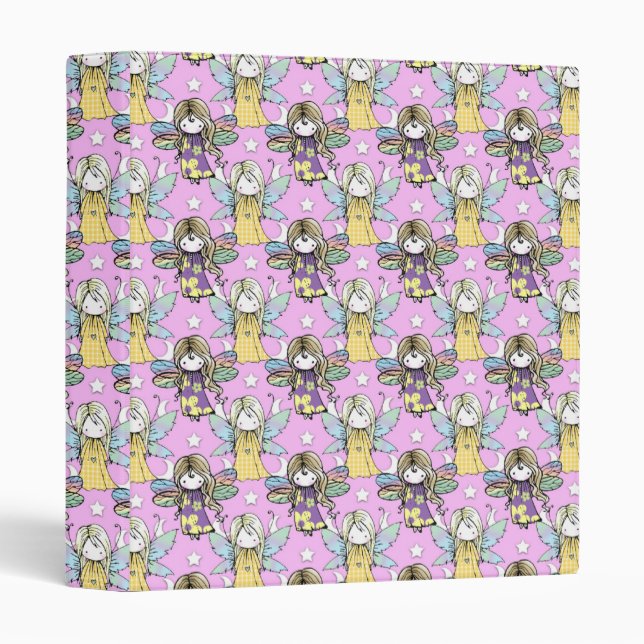 Cute Fairies and Stars and Moons Pattern Binder (Front/Spine)