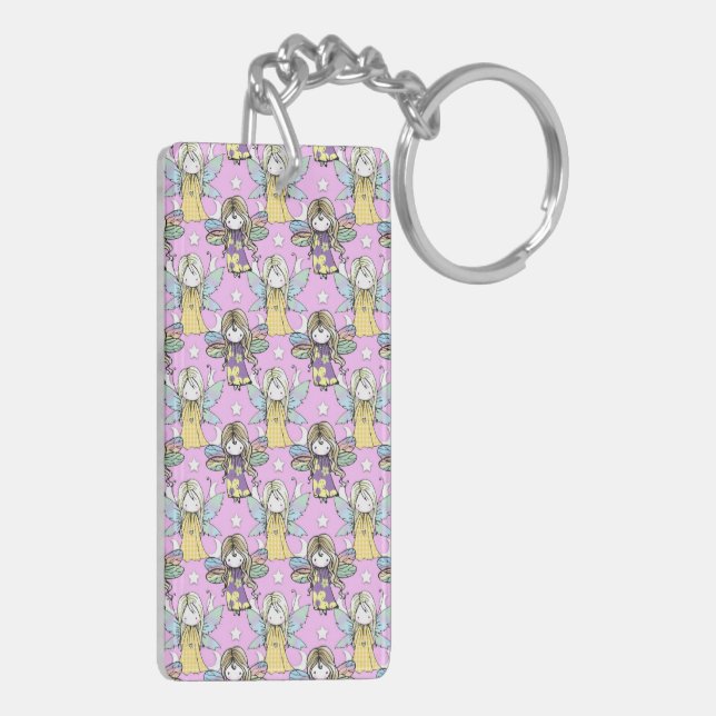 Cute Fairies and Stars and Moons Pattern Keychain (Back Left)
