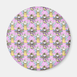 Cute Fairies and Stars and Moons Pattern Magnet