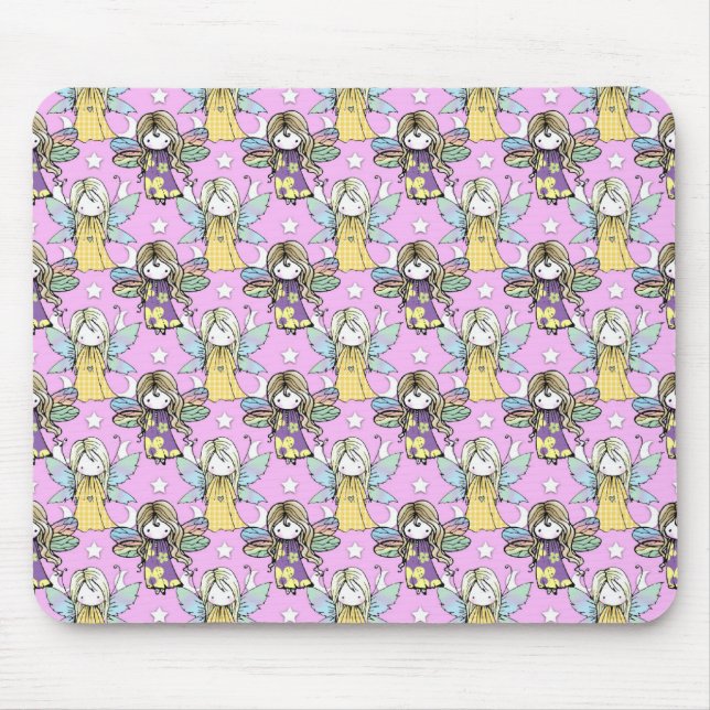 Cute Fairies and Stars and Moons Pattern Mouse Pad (Front)
