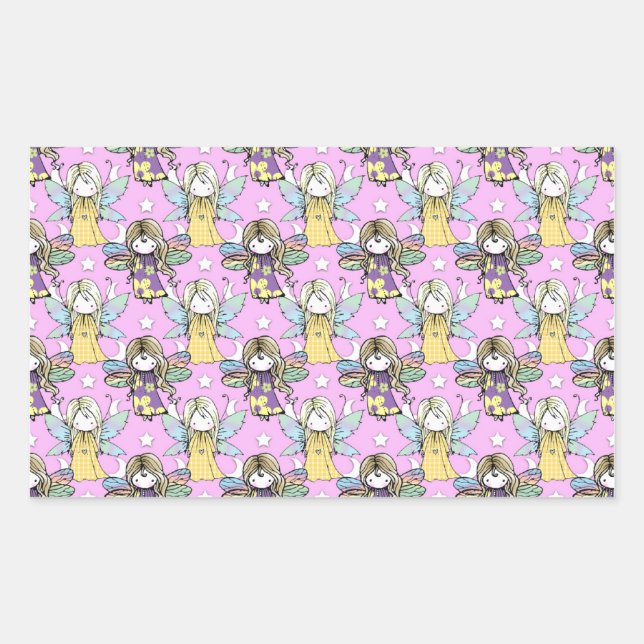 Cute Fairies and Stars and Moons Pattern Sticker (Front)