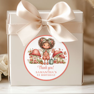 Cute Fairy 1st Birthday Pink Floral Gift Box  Classic Round Sticker