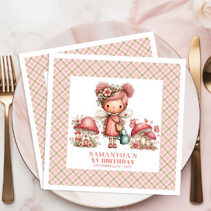 Cute Fairy 1st Birthday Whimsical Pink Paper  Napkin